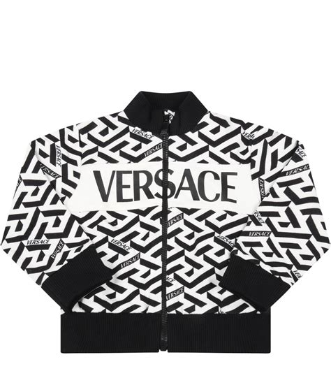 Felpa bianca per bambini con logo vintage Versace .